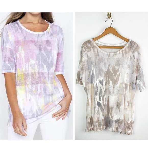 Kinross Women’s Ikat Linen Lightweight Pullover Top Size S - Picture 1 of 8